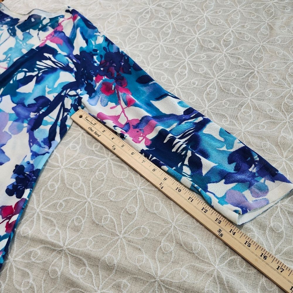 Chico's Spring Paradise Cardigan Sweater Floral Pattern Longline Lightweight - Picture 13 of 13